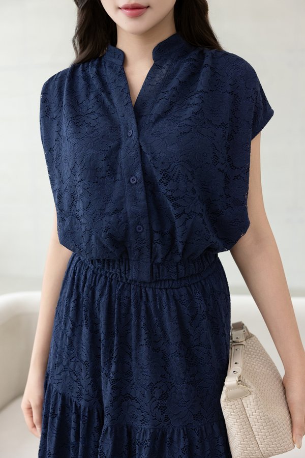 ASTORIA LACE TOP (NAVY)