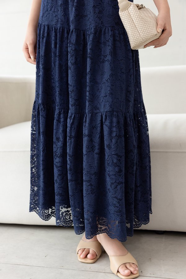 ASTORIA LACE MIDAXI SKIRT (NAVY)