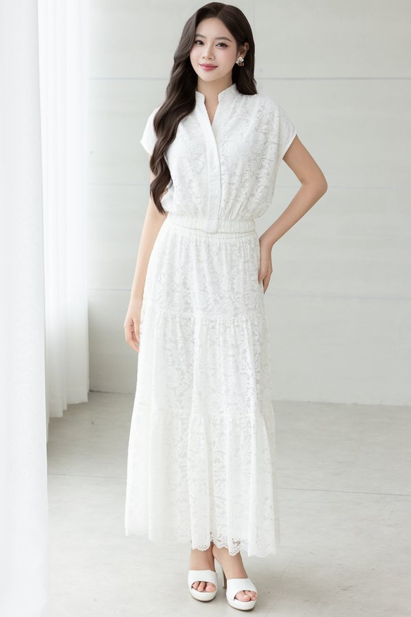 ASTORIA LACE MIDAXI SKIRT (WHITE)