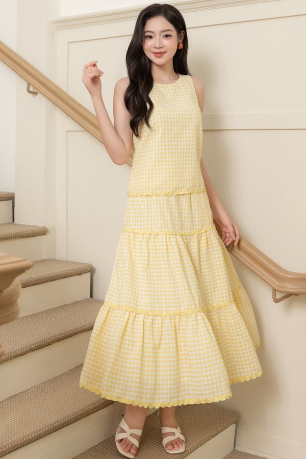 DEMPSEY RICK RACK SKIRT (YELLOW GINGHAM)