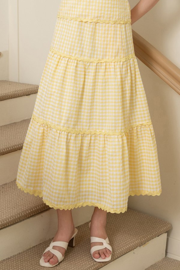 DEMPSEY RICK RACK SKIRT (YELLOW GINGHAM)