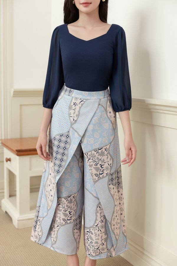 GENDIS BATIK DOUBLE FOLD PANTS (SEKAR JAGAD BLUE)
