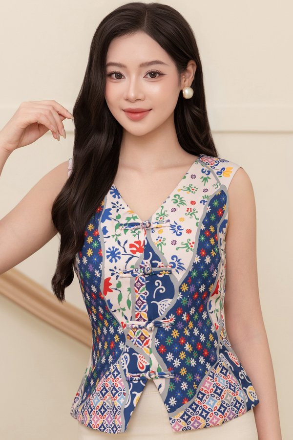*PREORDER* GENDIS BATIK VEST TOP (SEKAR JAGAD NAVY)
