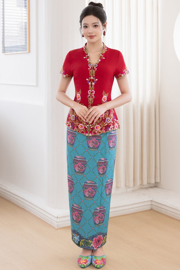 KAM CHENG BATIK NYONYA SKIRT (AQUA JADE)
