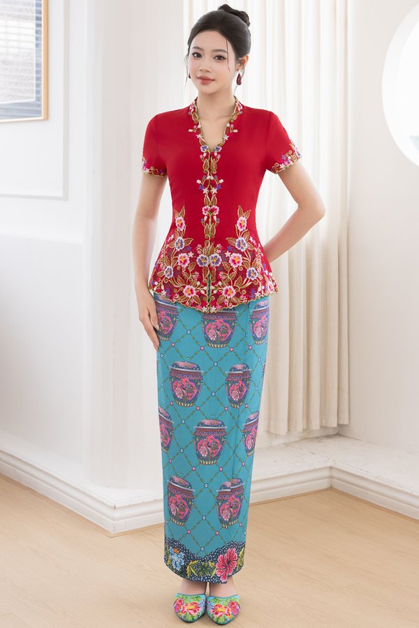 KAM CHENG BATIK NYONYA SKIRT (AQUA JADE)