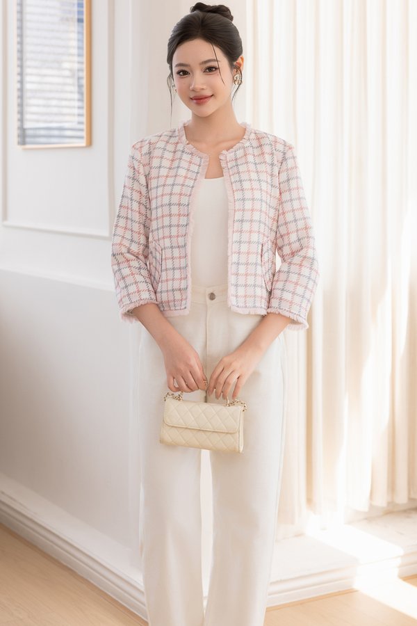 LEONA PRINTED TWEET JACKET (PINK)