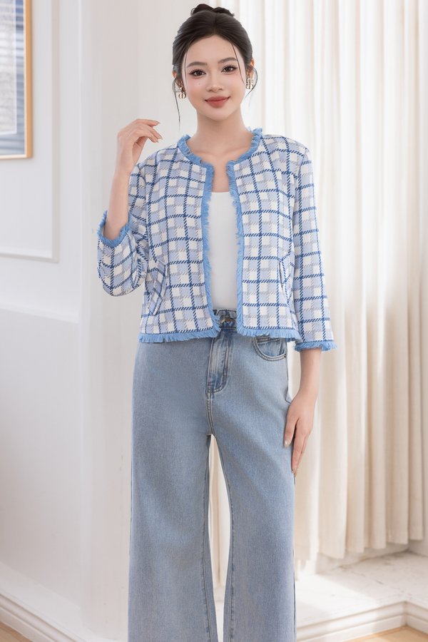 LEONA PRINTED TWEET JACKET (BLUE)