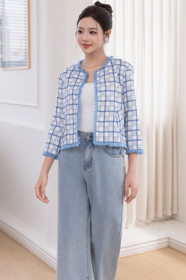 LEONA PRINTED TWEET JACKET (BLUE)