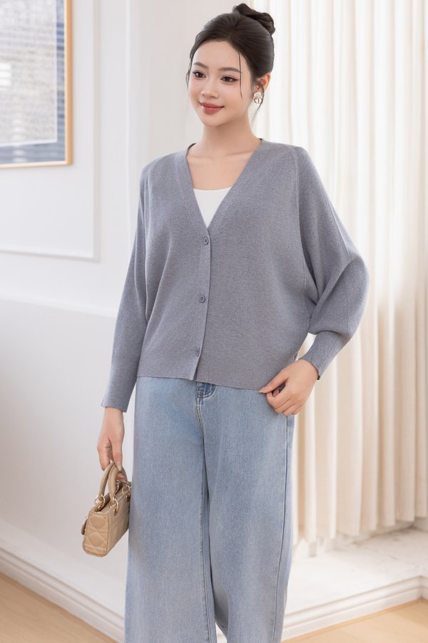 LILIBET KNIT CARDIGAN (GREY)