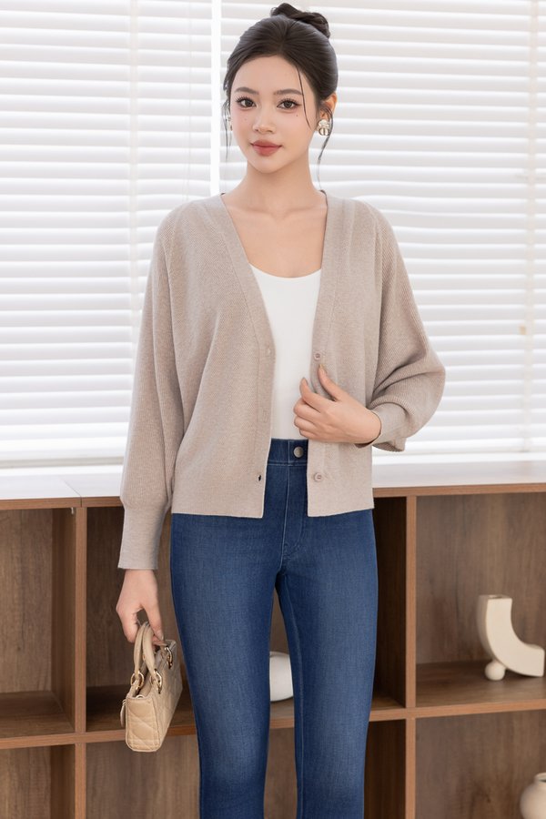 LILIBET KNIT CARDIGAN (TAUPE)