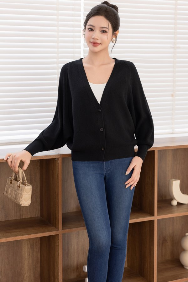 LILIBET KNIT CARDIGAN (BLACK)