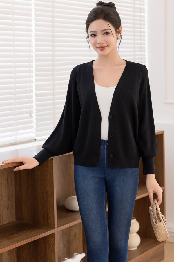 LILIBET KNIT CARDIGAN (BLACK)