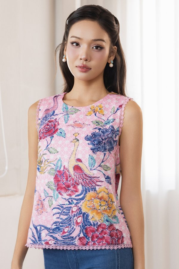 BALLAD OF BLOSSOMS PRINTED BATIK TOP (PINK)