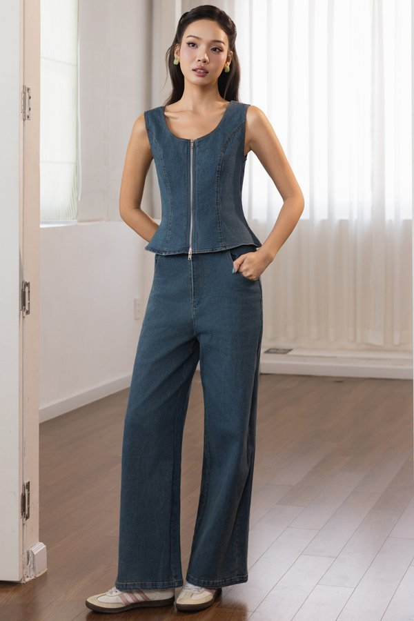 ODESSA WIDE STRAIGHT JEANS (MID BLUE)