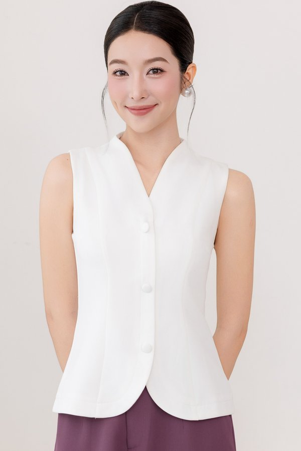 OTIS CURVED HEM VEST (WHITE)