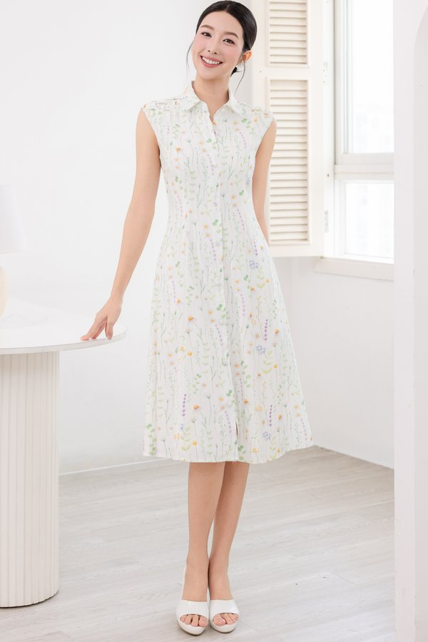 THEA FLORAL SHIRT DRESS (WHITE FLORAL)