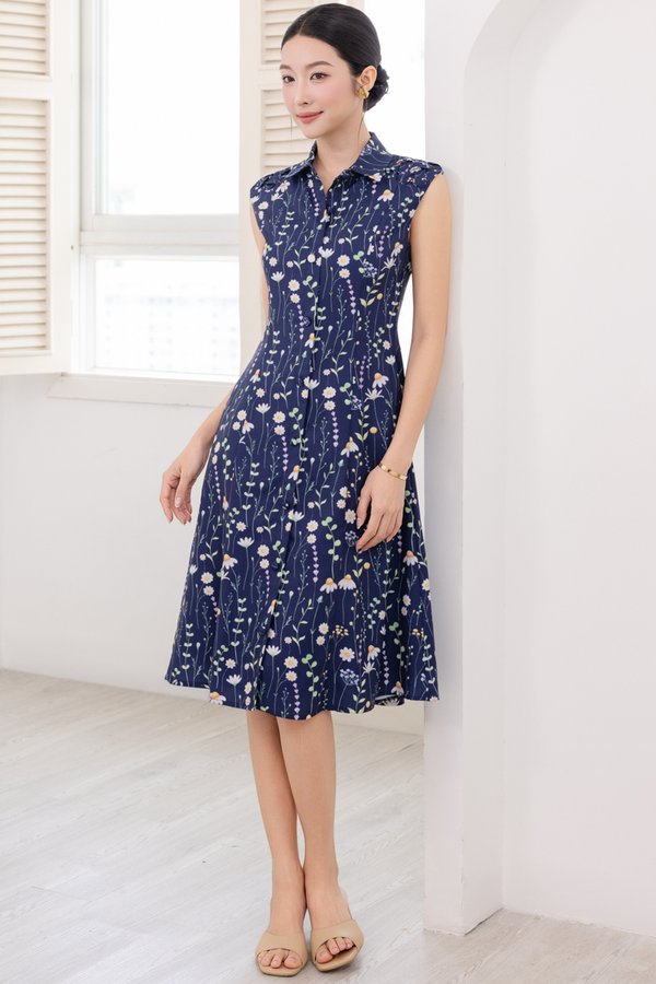 THEA FLORAL SHIRT DRESS (NAVY FLORAL)