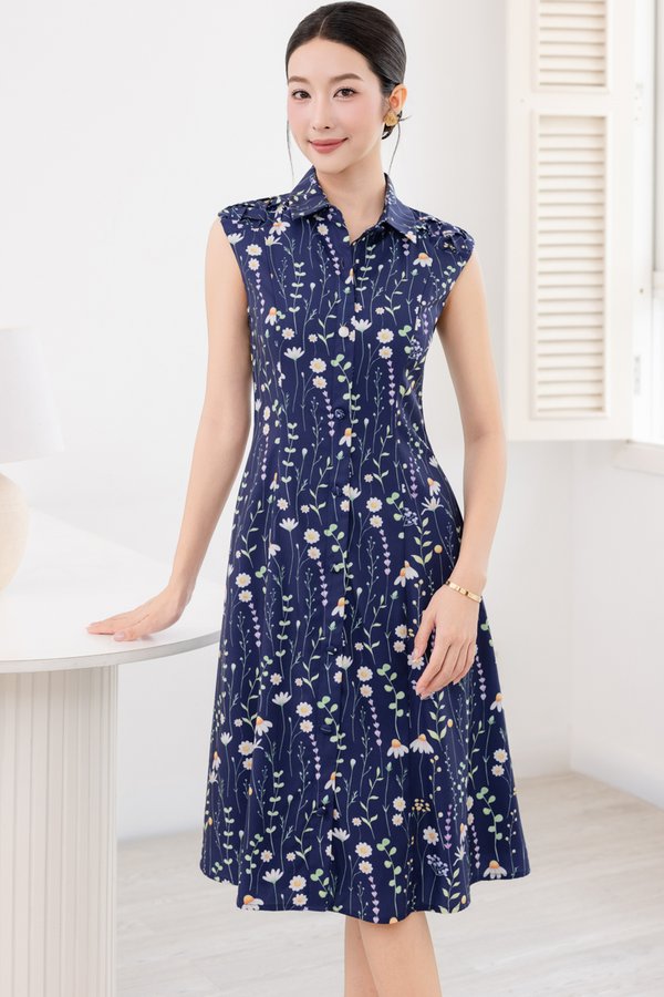 THEA FLORAL SHIRT DRESS (NAVY FLORAL)