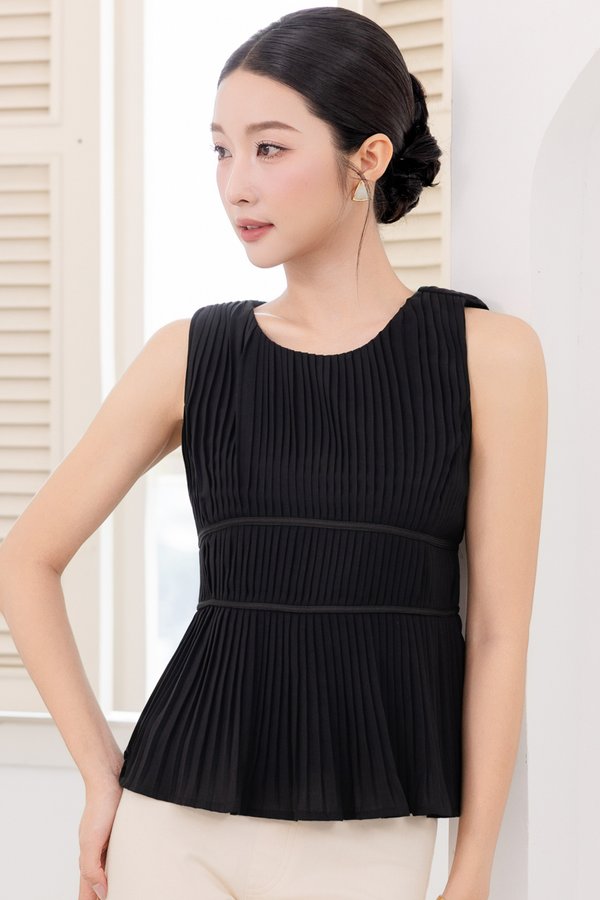 MORA PLEATED EMPIRE WAIST TOP (BLACK)