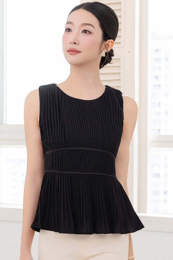 MORA PLEATED EMPIRE WAIST TOP (BLACK)