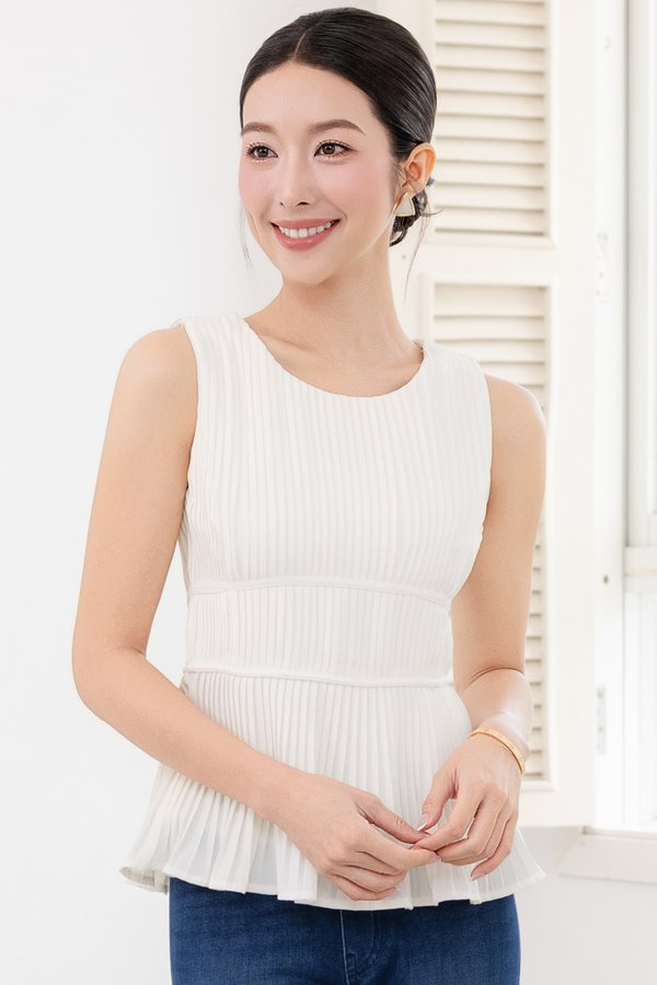 MORA PLEATED EMPIRE WAIST TOP (WHITE)