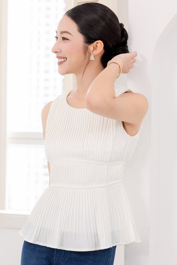 MORA PLEATED EMPIRE WAIST TOP (WHITE)