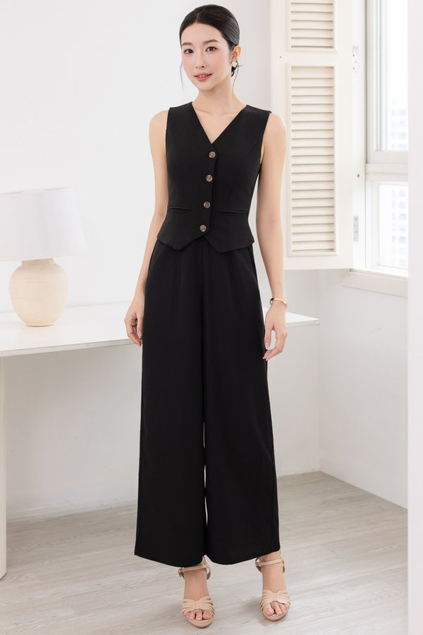 OXFORD VEST JUMPSUIT (BLACK)