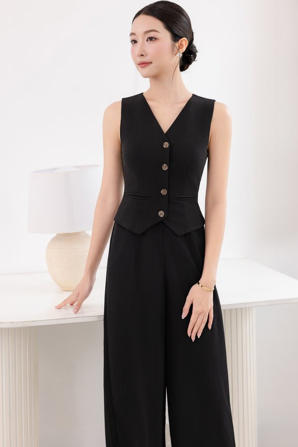 OXFORD VEST JUMPSUIT (BLACK)