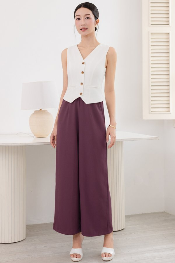 OXFORD VEST JUMPSUIT (WHITE MAUVE TAUPE)