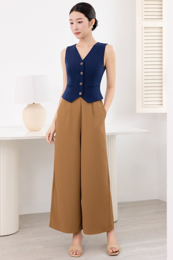 OXFORD VEST JUMPSUIT (NAVY CLAY BROWN)