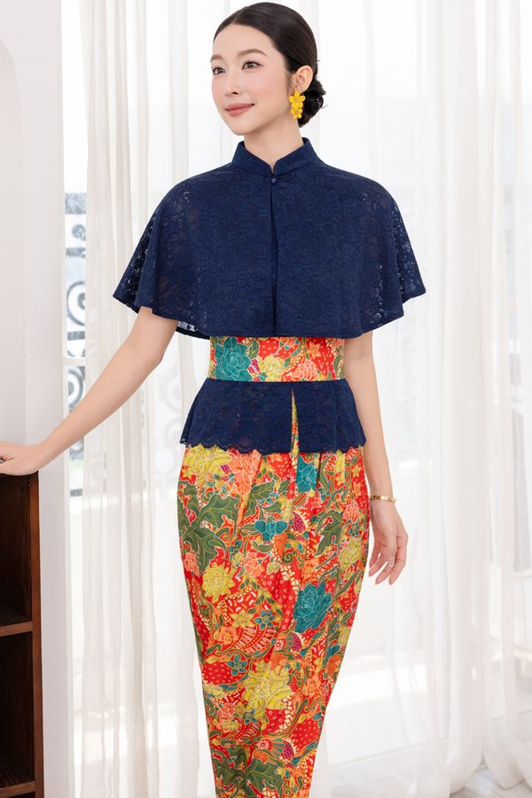 NILOUFAR LACE KEBAYA DRESS (NAVY)