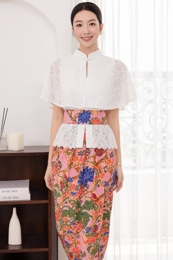 265019 NILOUFAR LACE KEBAYA DRESS (WHITE)